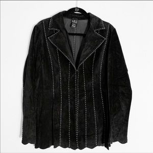 INC | Black Suede White Stitched Blazer M